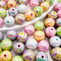 16mm, 200 beads per pack - Acrylic two-color coated rainbow beads with straight holes loose beads for DIY phone chains, bead bracelets, hair ties, and other accessories