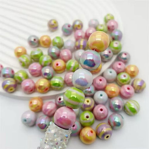 16mm, 200 beads per pack - Acrylic two-color coated rainbow beads with straight holes loose beads for DIY phone chains, bead bracelets, hair ties, and other accessories