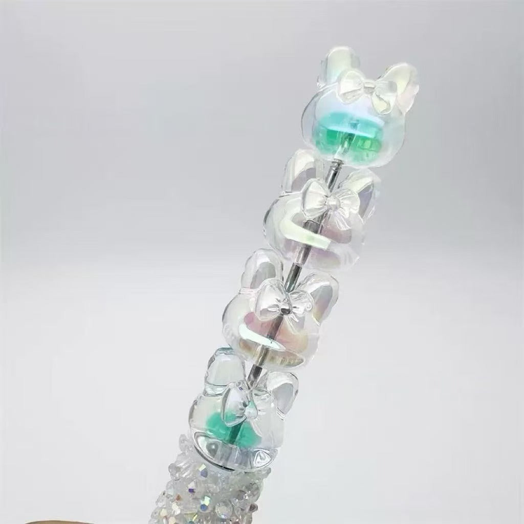 A pack of 200 acrylic glitter aurora bunny bow straight-hole candy bead DIY phone chain beads, pen accessories