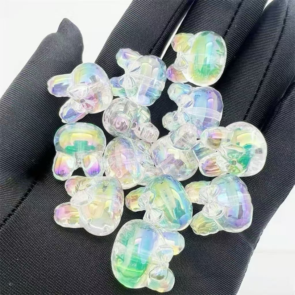 A pack of 200 acrylic glitter aurora bunny bow straight-hole candy bead DIY phone chain beads, pen accessories
