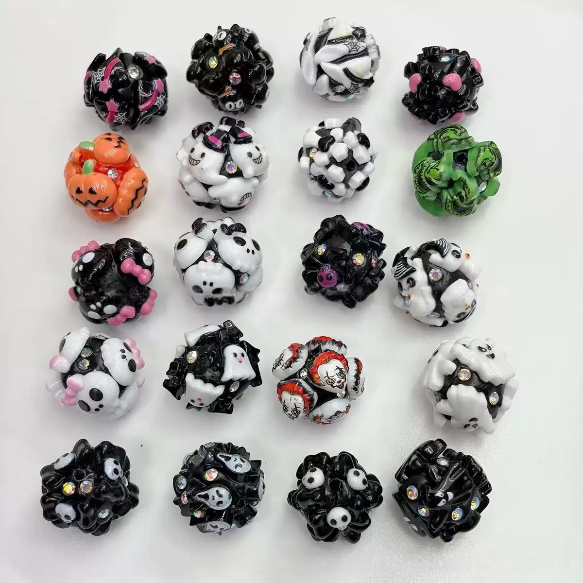 18mm pack of 50 heavy-duty ceramic flower beads for Halloween beaded jewelry, DIY accessories, phone chain beads, pen keychains