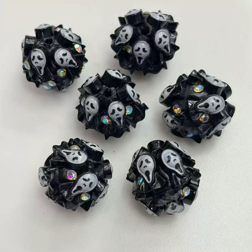 18mm pack of 50 heavy-duty ceramic flower beads for Halloween beaded jewelry, DIY accessories, phone chain beads, pen keychains