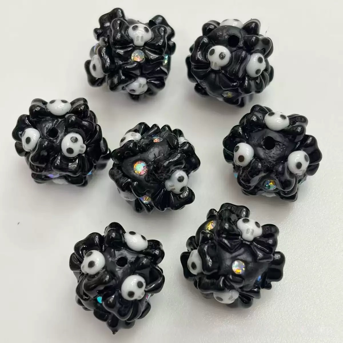 18mm pack of 50 heavy-duty ceramic flower beads for Halloween beaded jewelry, DIY accessories, phone chain beads, pen keychains