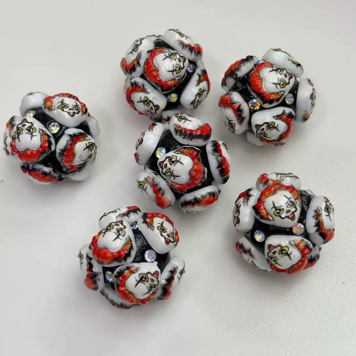 18mm pack of 50 heavy-duty ceramic flower beads for Halloween beaded jewelry, DIY accessories, phone chain beads, pen keychains