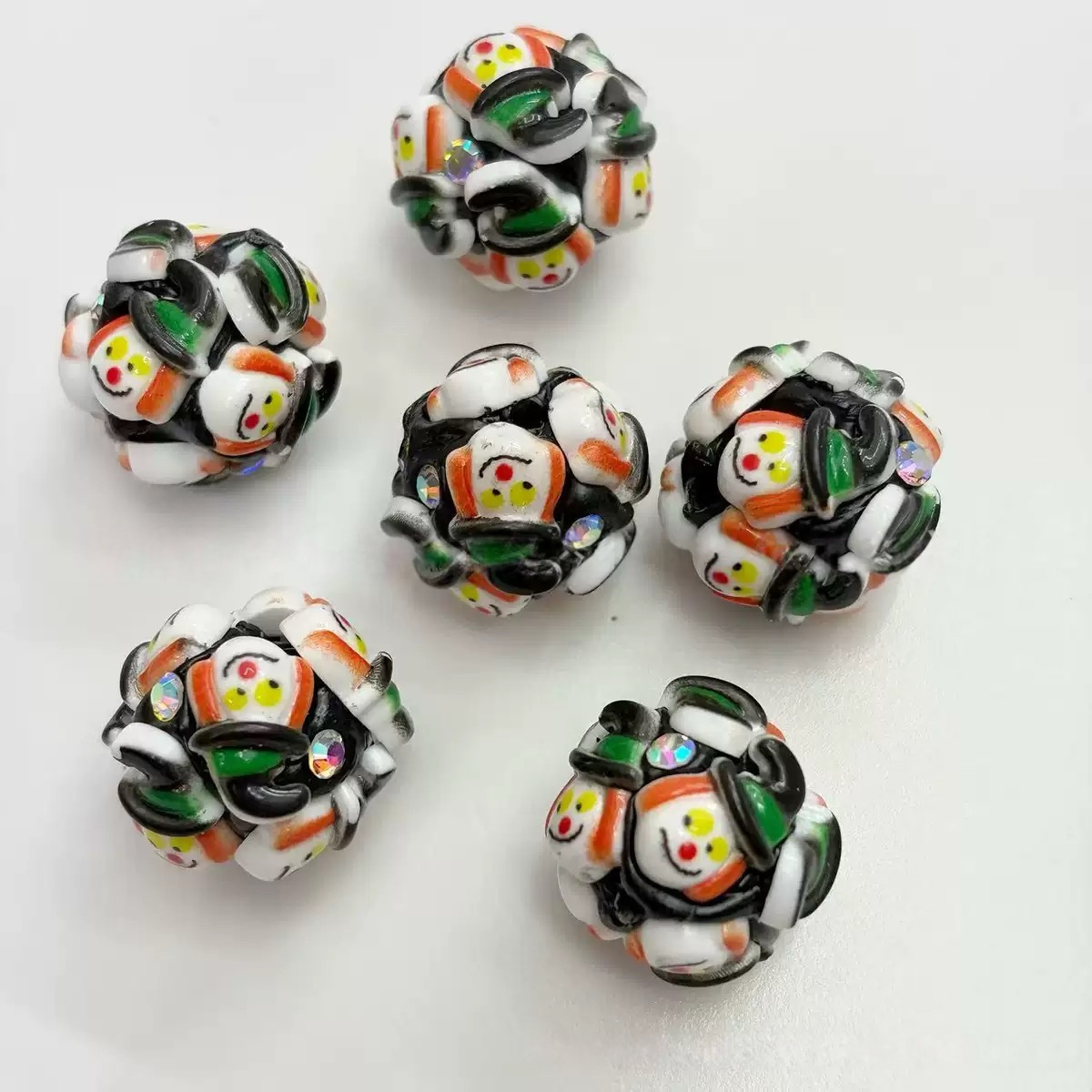 18mm pack of 50 heavy-duty ceramic flower beads for Halloween beaded jewelry, DIY accessories, phone chain beads, pen keychains