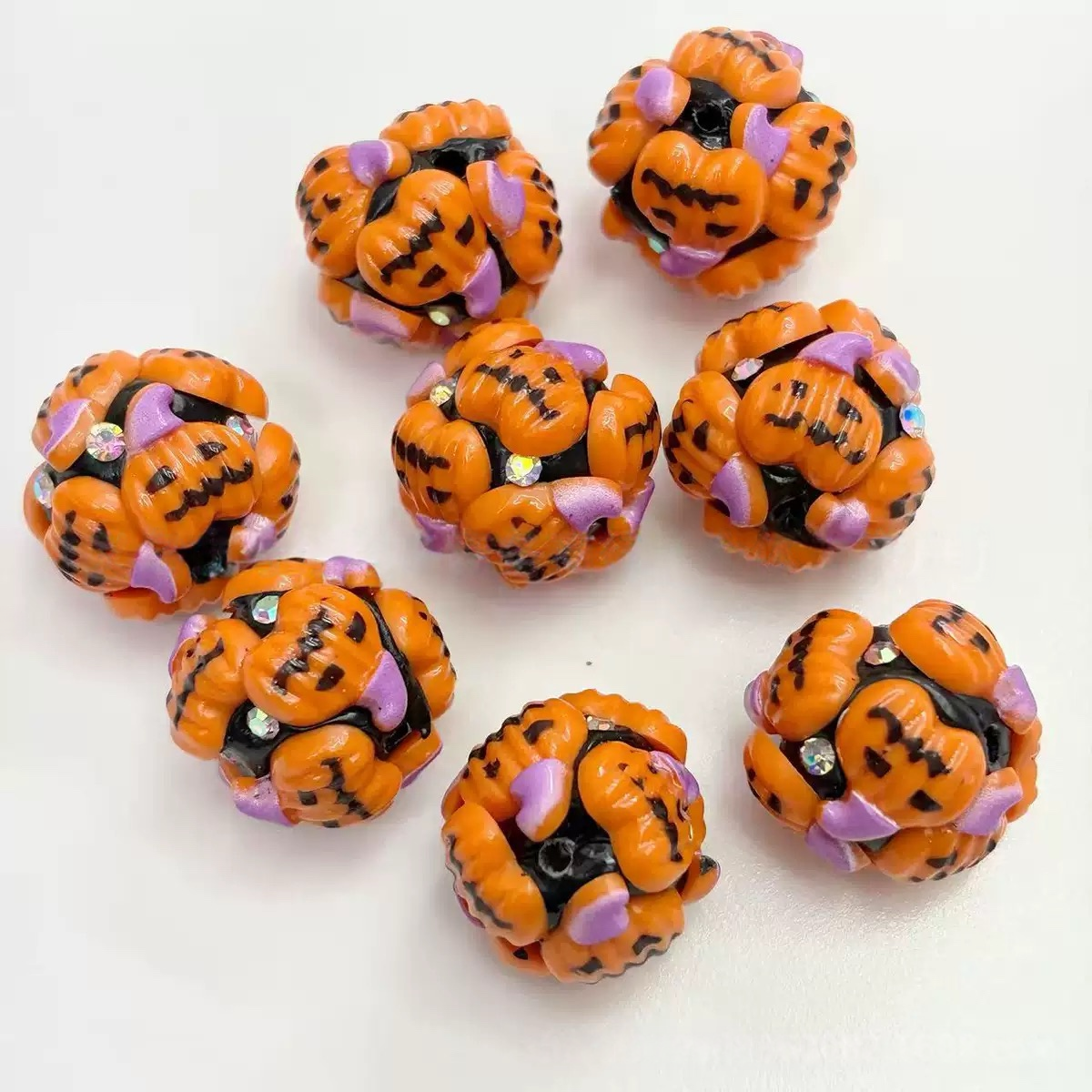 18mm pack of 50 heavy-duty ceramic flower beads for Halloween beaded jewelry, DIY accessories, phone chain beads, pen keychains