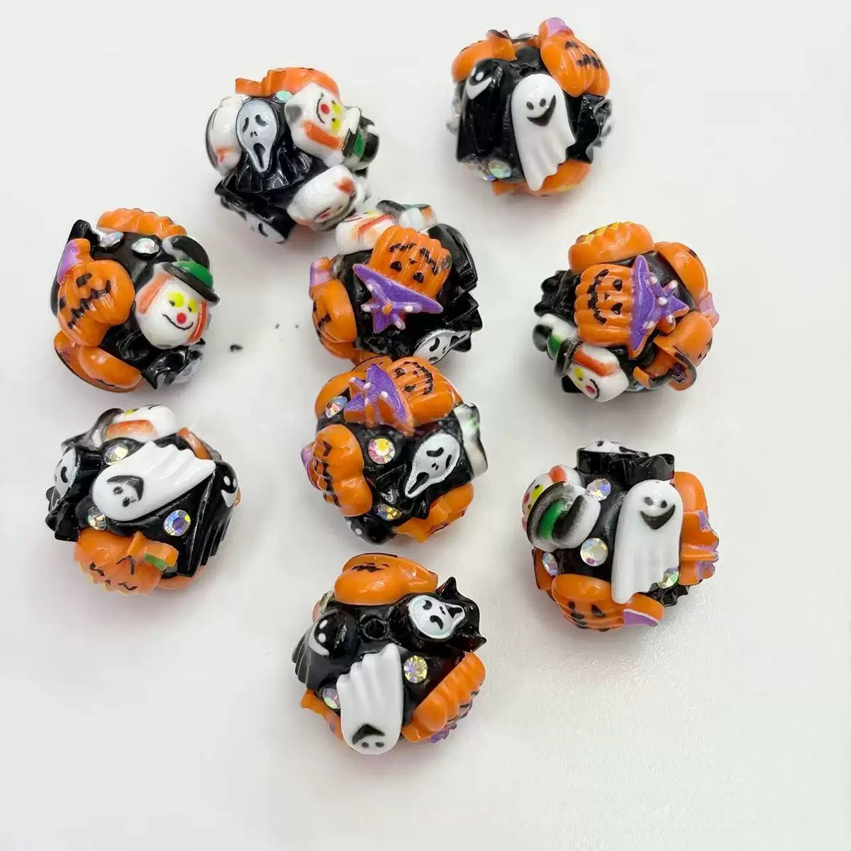 18mm pack of 50 heavy-duty ceramic flower beads for Halloween beaded jewelry, DIY accessories, phone chain beads, pen keychains