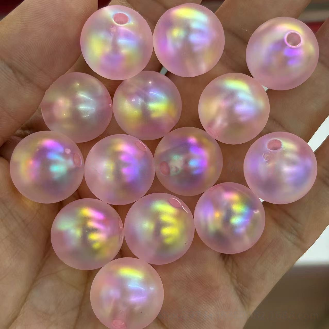 200Pcs 16mm Iridescent Plated Straight Hole Beads, DIY Jewelry Making Supplies for Phone Chain, Keychain, Bag Charm, Bead Pen