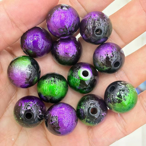 16mm 200 pieces dual-color gradient dark colored graffiti bead phone chain, bead pen keychain, bag chain, DIY accessory parts