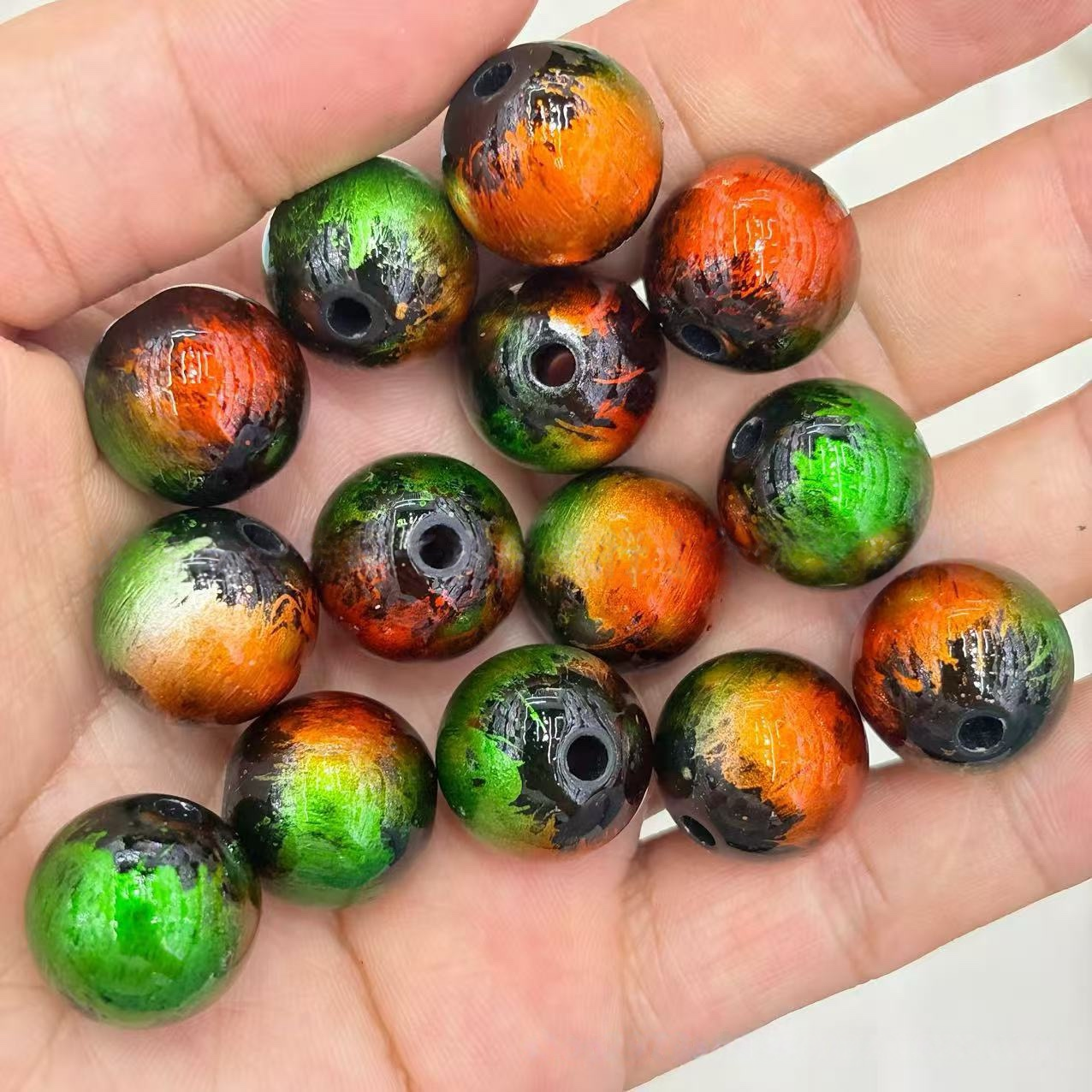 16mm 200 pieces dual-color gradient dark colored graffiti bead phone chain, bead pen keychain, bag chain, DIY accessory parts